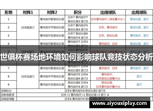 世俱杯赛场地环境如何影响球队竞技状态分析